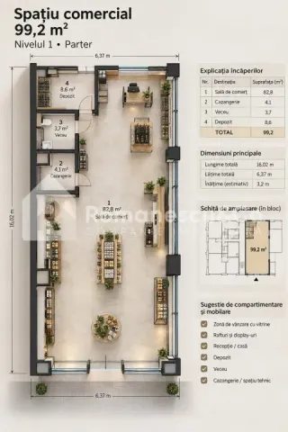 Spațiu comercial, 100 m² — Imagine 3
