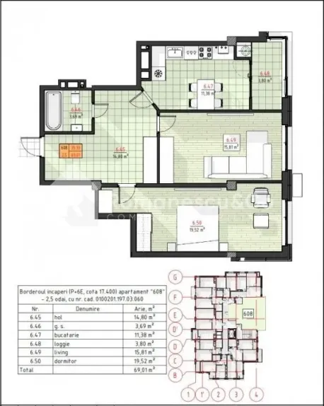 2-bedroom apartment, 69 m² — Image 3