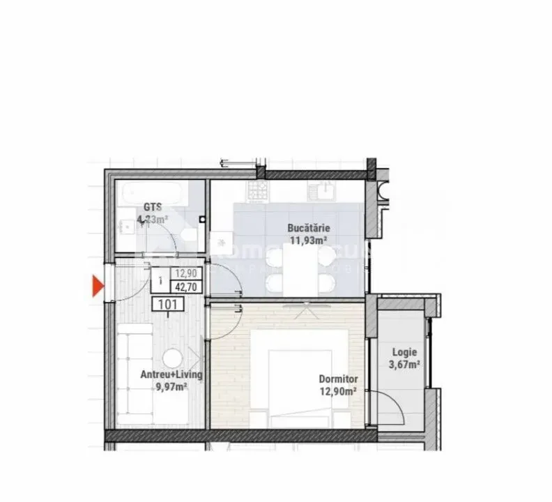 1-комнатная квартира, 43 м² — Изображение 3