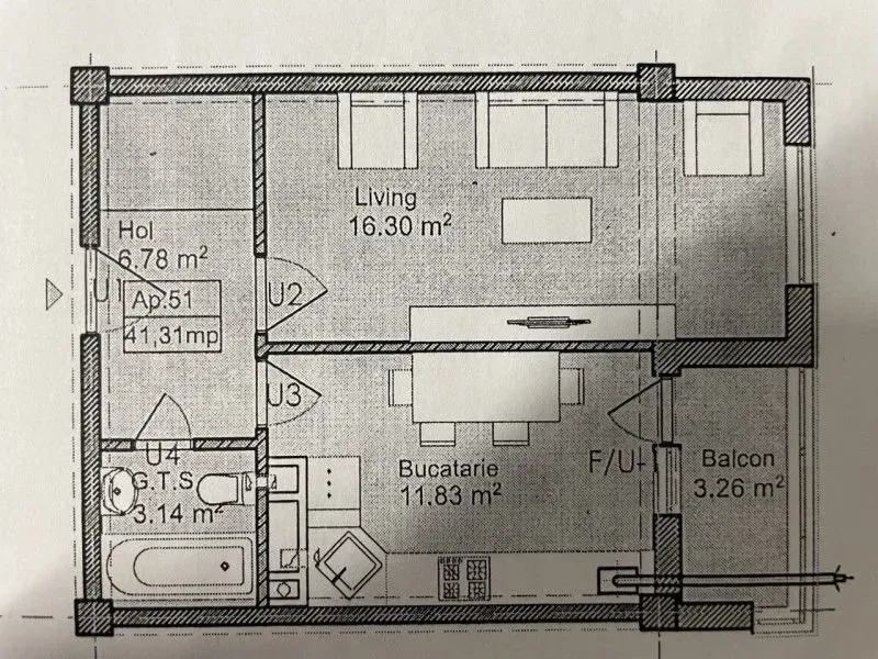 1-bedroom apartment, 42 m² — Image 3