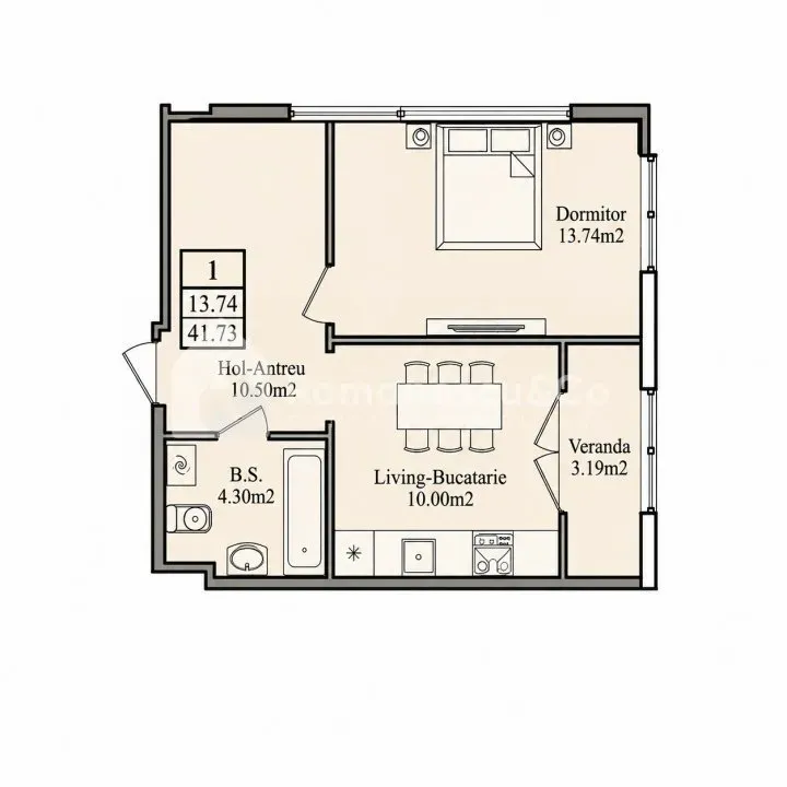 1-комнатная квартира, 42 м² — Изображение 1