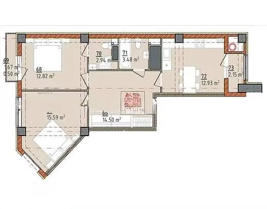 2-комнатная квартира, 66 м² — Изображение 4