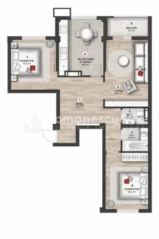 3-bedroom apartment, 73 m² — Image 1
