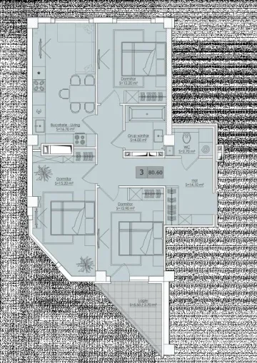 3-camere apartament, 80.6 m² — Imagine 2