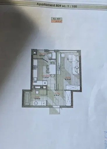 1-bedroom apartment, 42.55 m² — Image 2