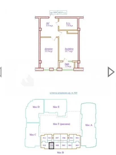 1-camere apartament, 43.9 m² — Imagine 1