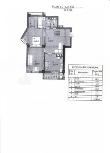 2-camere apartament, 75 m² — Imagine 3