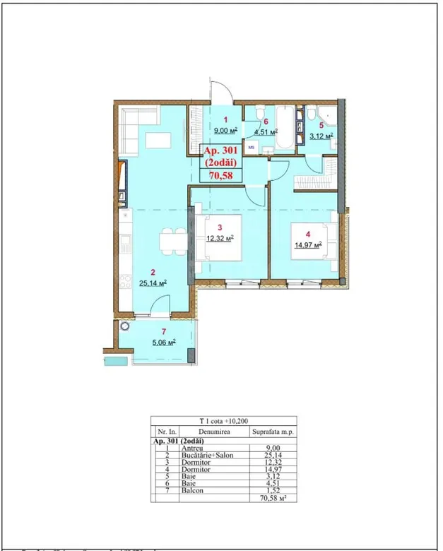 3-комнатная квартира, 70.58 м² — Изображение 3