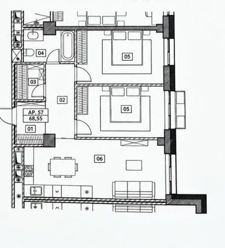 2-bedroom apartment, 68 m² — Image 3