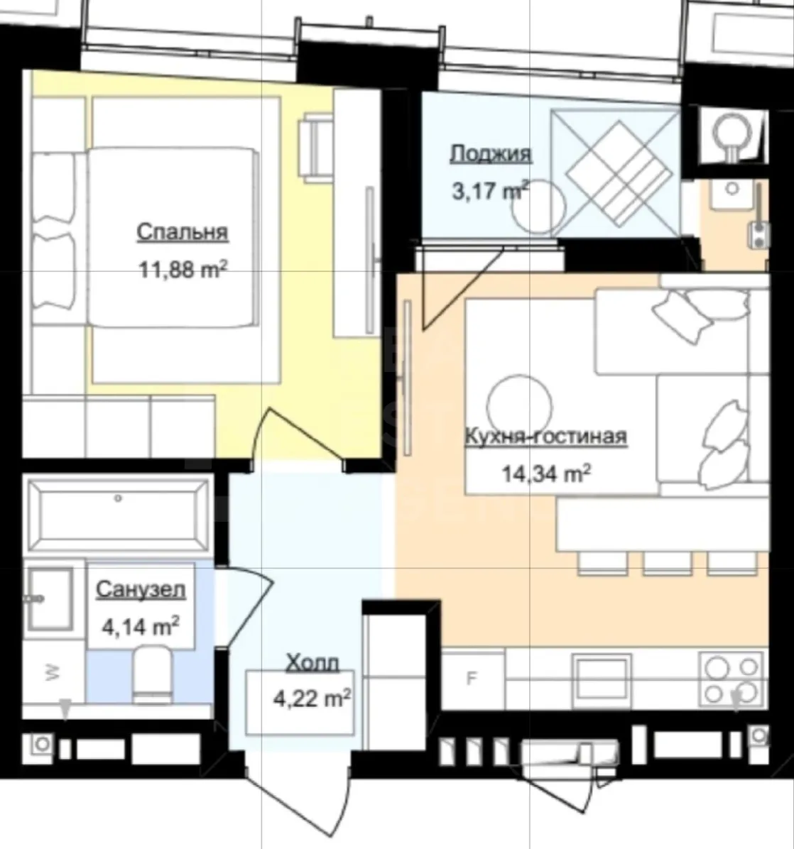 2-комнатная квартира, 43 м² — Изображение 3