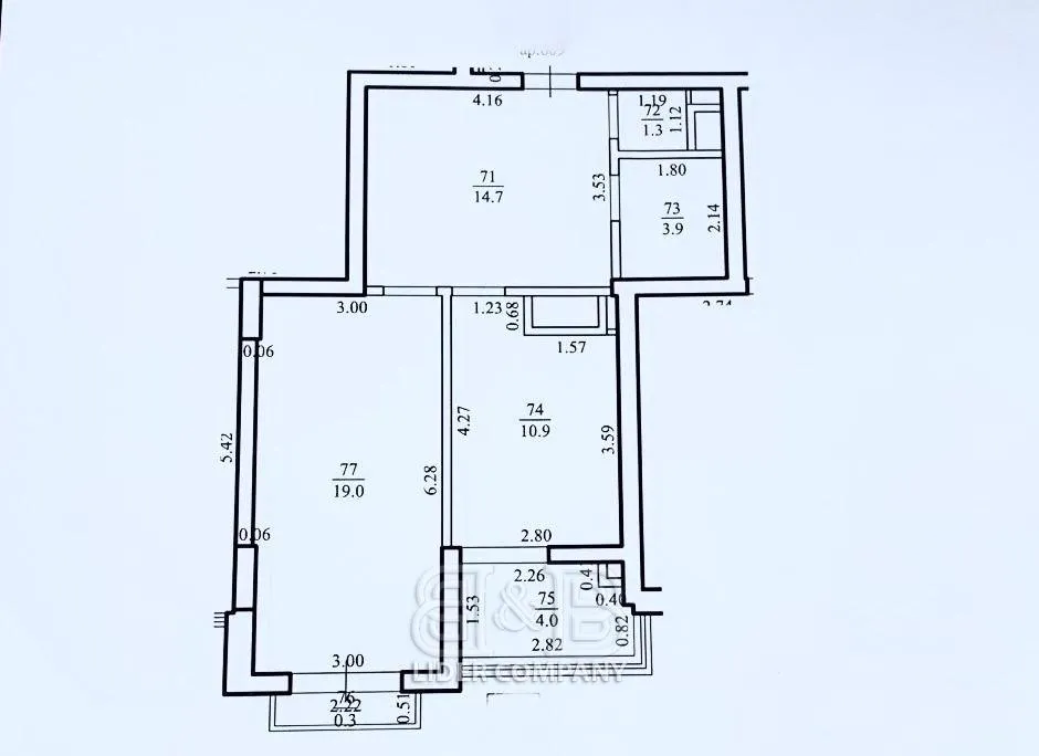 1-camere apartament, 54 m² — Imagine 4