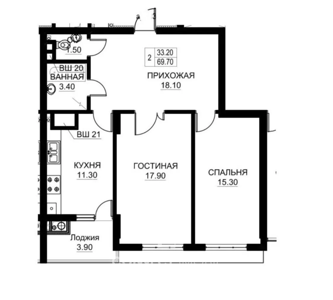 2-bedroom apartment, 70 m² — Image 4