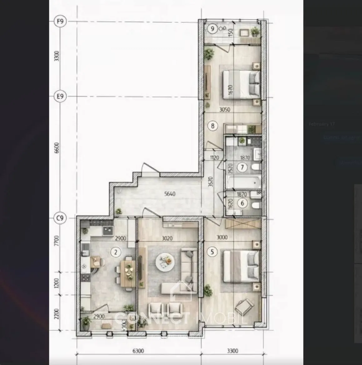 3-комнатная квартира, 91 м² — Изображение 2