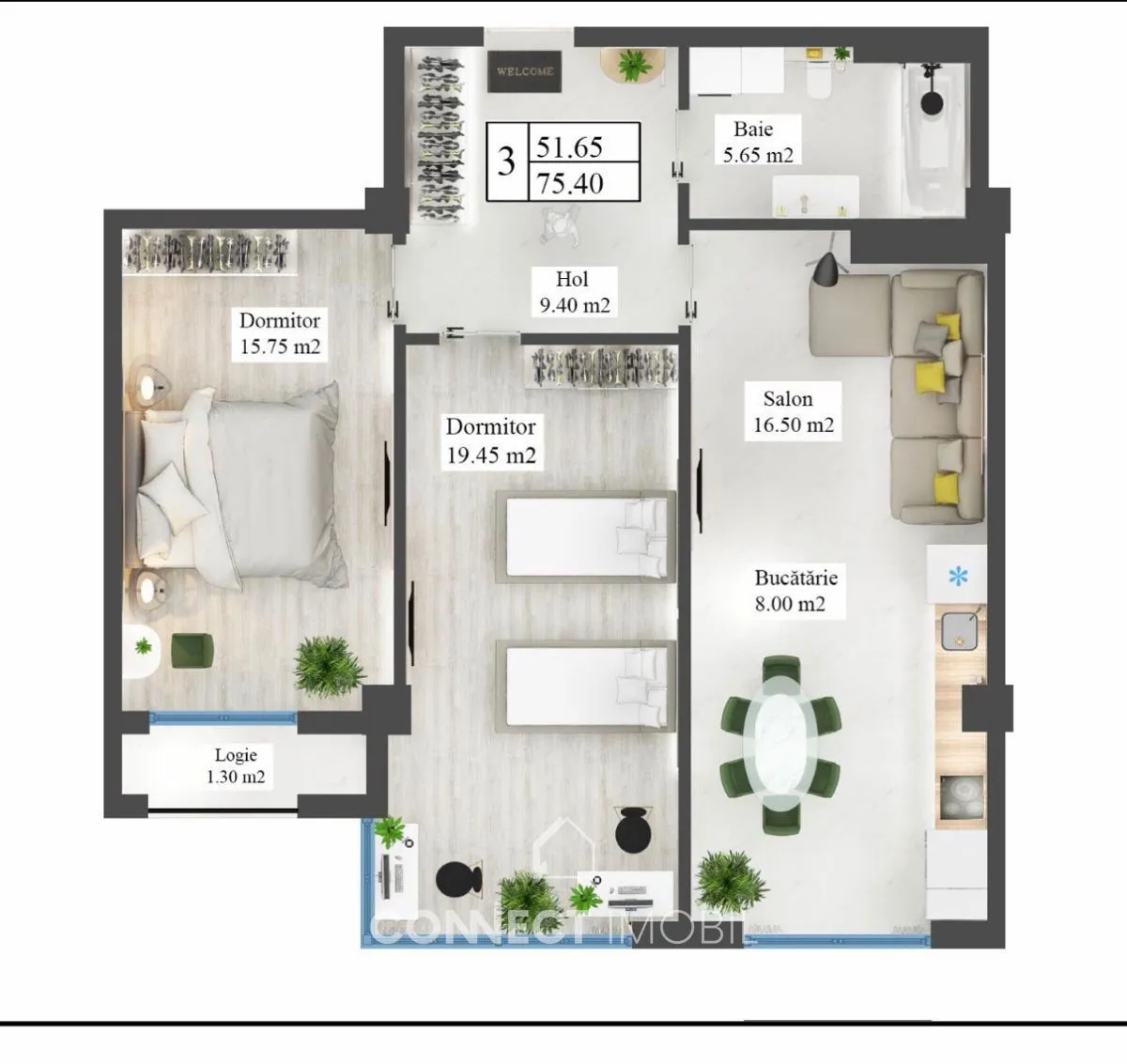 2-комнатная квартира, 76 м² — Изображение 4