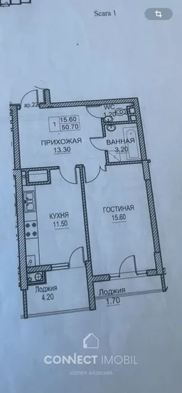 1-camere apartament, 51 m² — Imagine 4