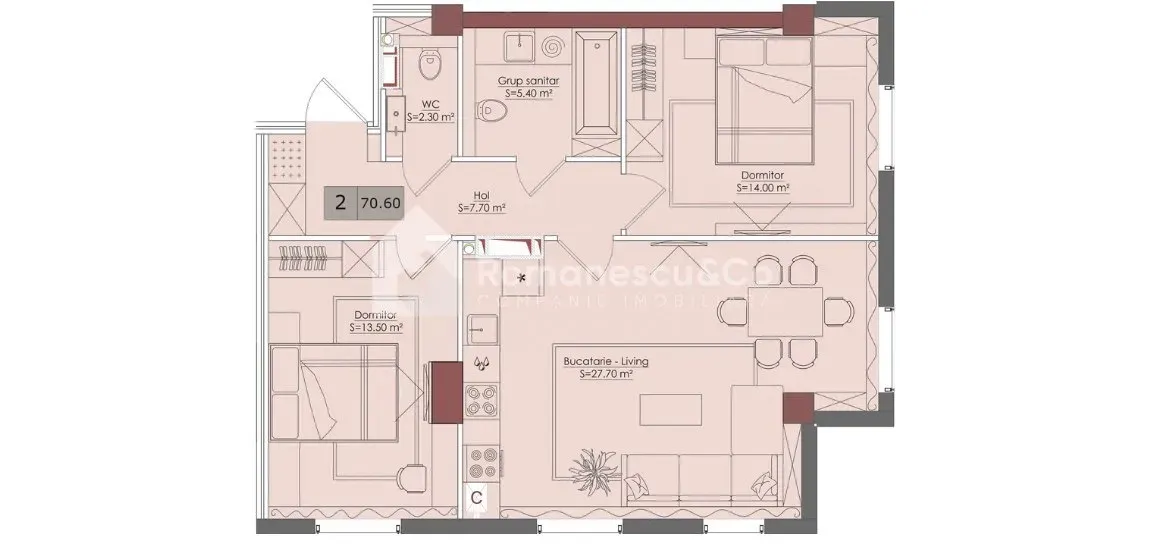 2-комнатная квартира, 70.6 м² — Изображение 1