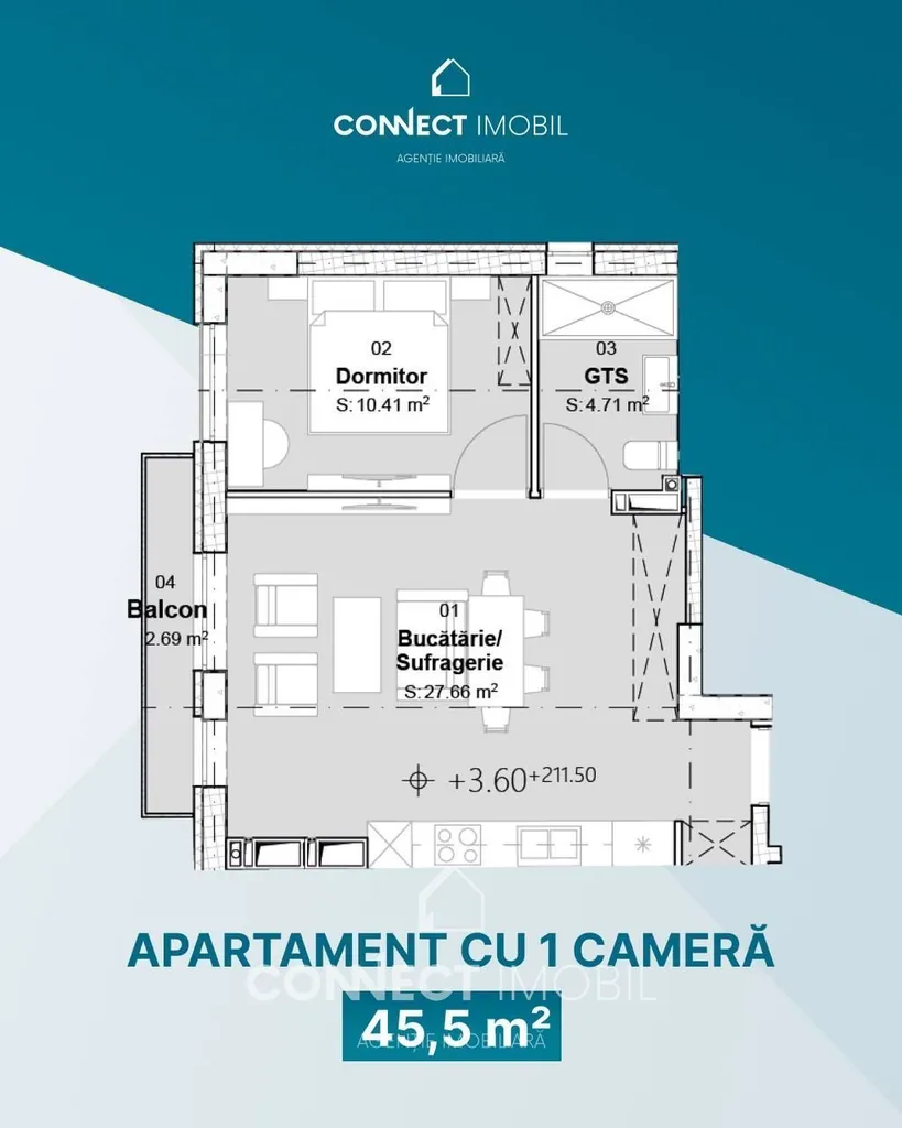1-комнатная квартира, 46 м² — Изображение 3