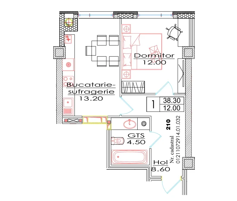 1-комнатная квартира, 38.3 м² — Изображение 2
