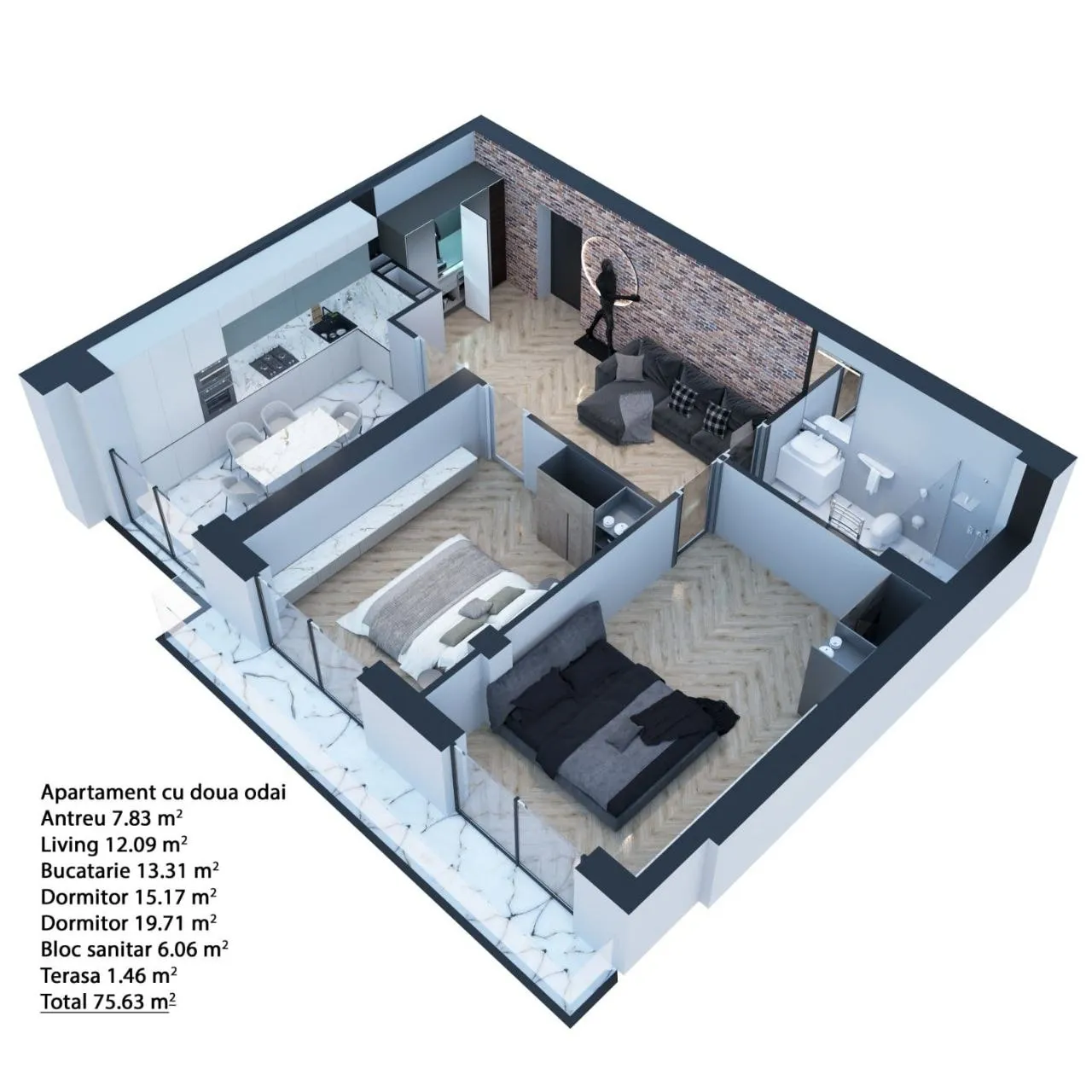 2-комнатная квартира, 76 м² — Изображение 3
