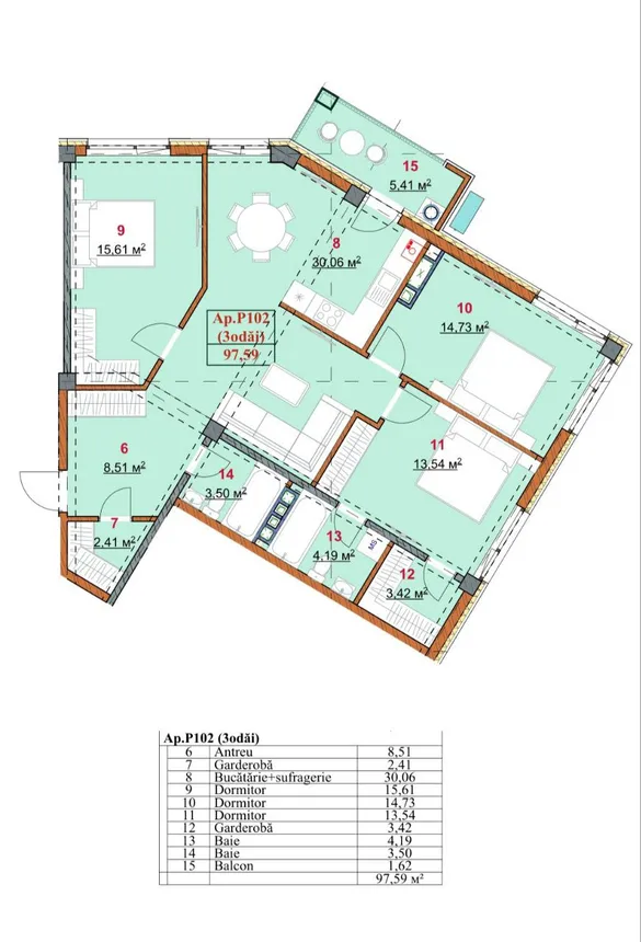 4-комнатная квартира, 97.59 м² — Изображение 2