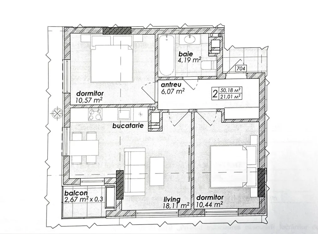 2-комнатная квартира, 50.18 м² — Изображение 2