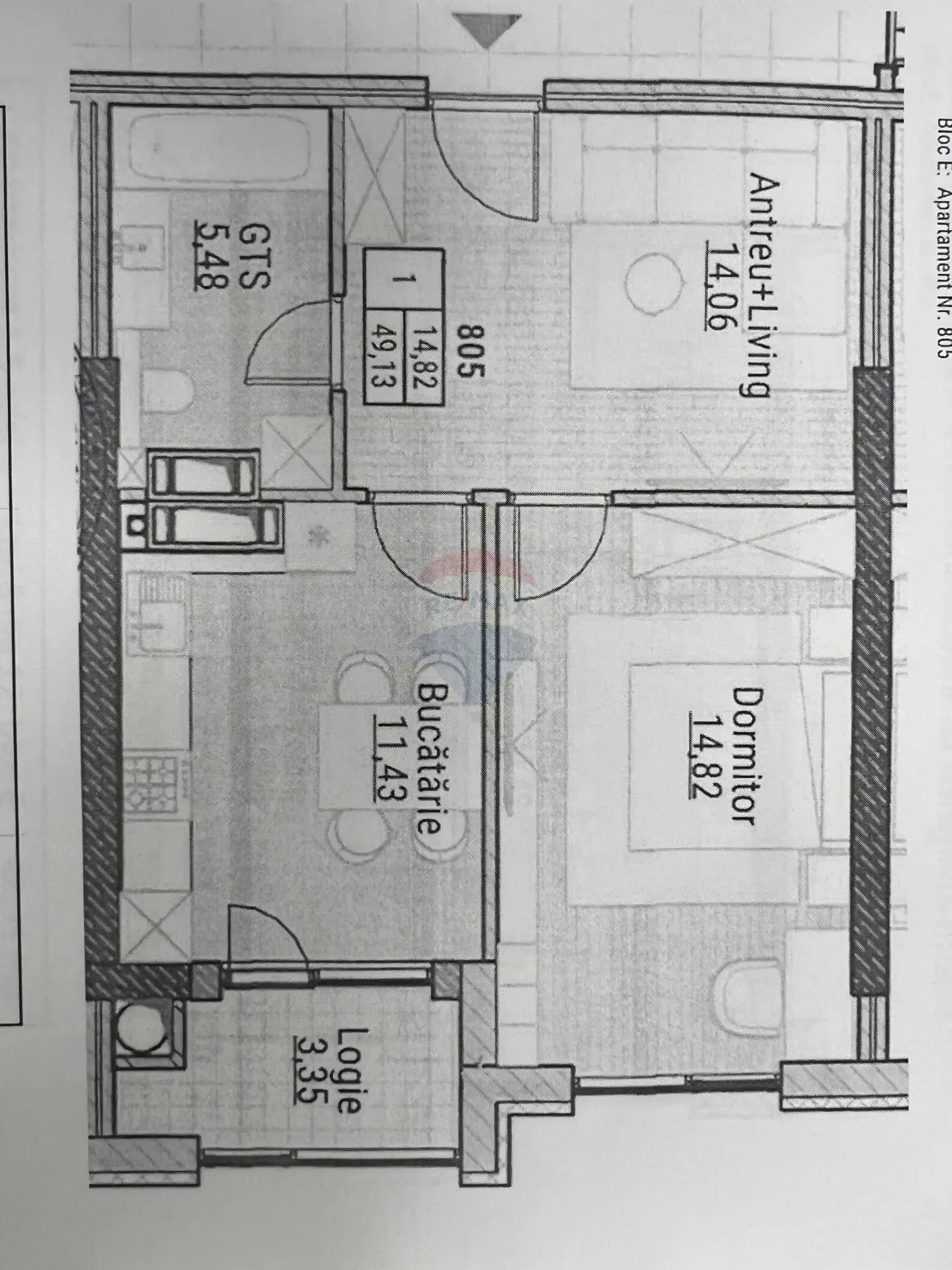1-bedroom apartment, 49.13 m² — Image 4