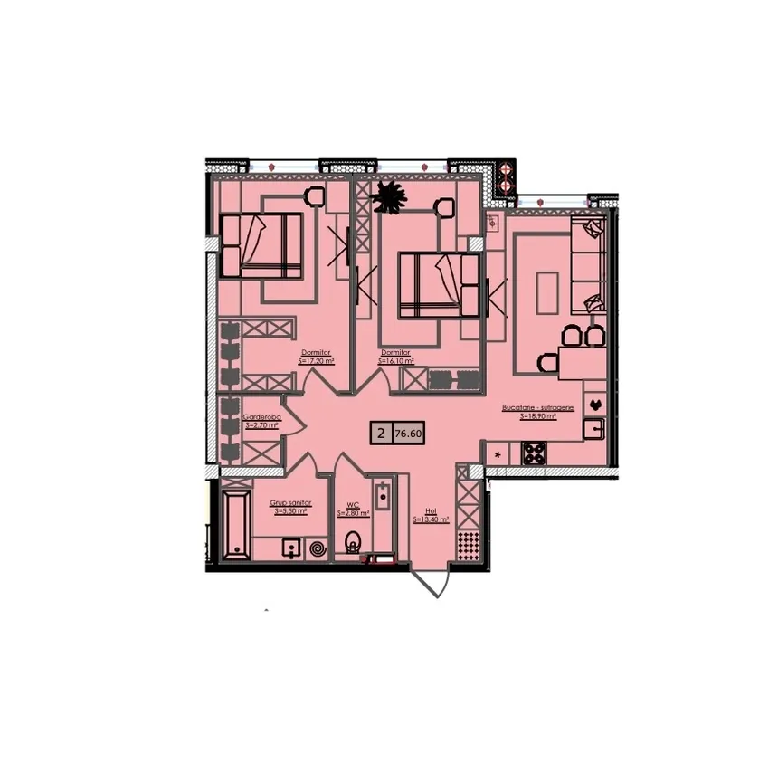 2-комнатная квартира, 75.1 м² — Изображение 2