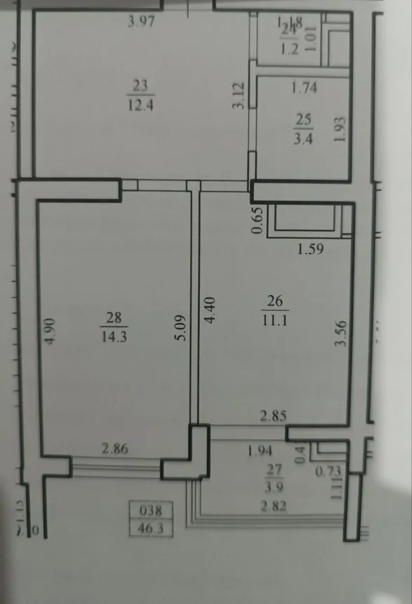 1-camere apartament, 46.8 m² — Imagine 4
