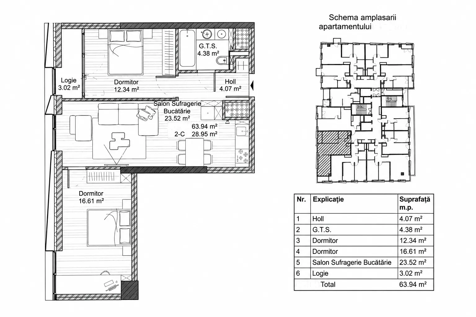 2-bedroom apartment, 63.94 m² — Image 4