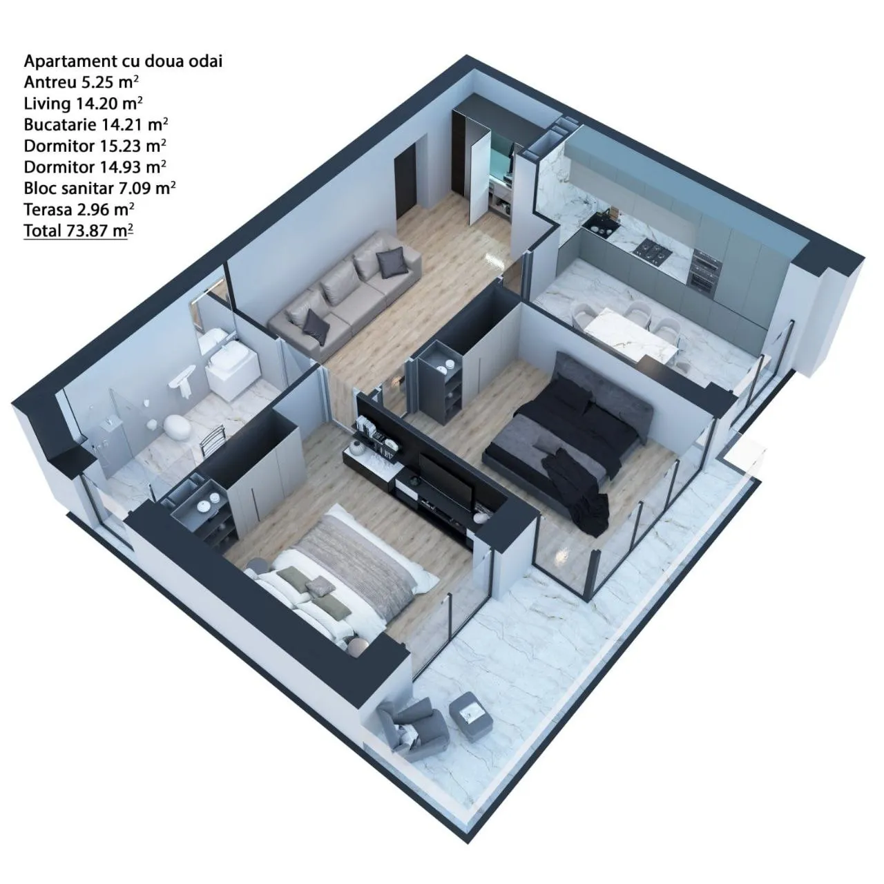 2-комнатная квартира, 74 м² — Изображение 2