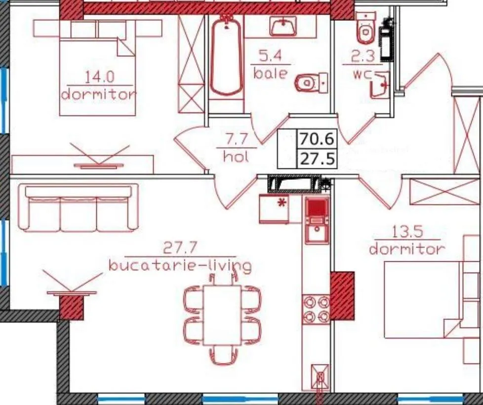 2-bedroom apartment, 70.6 m² — Image 2