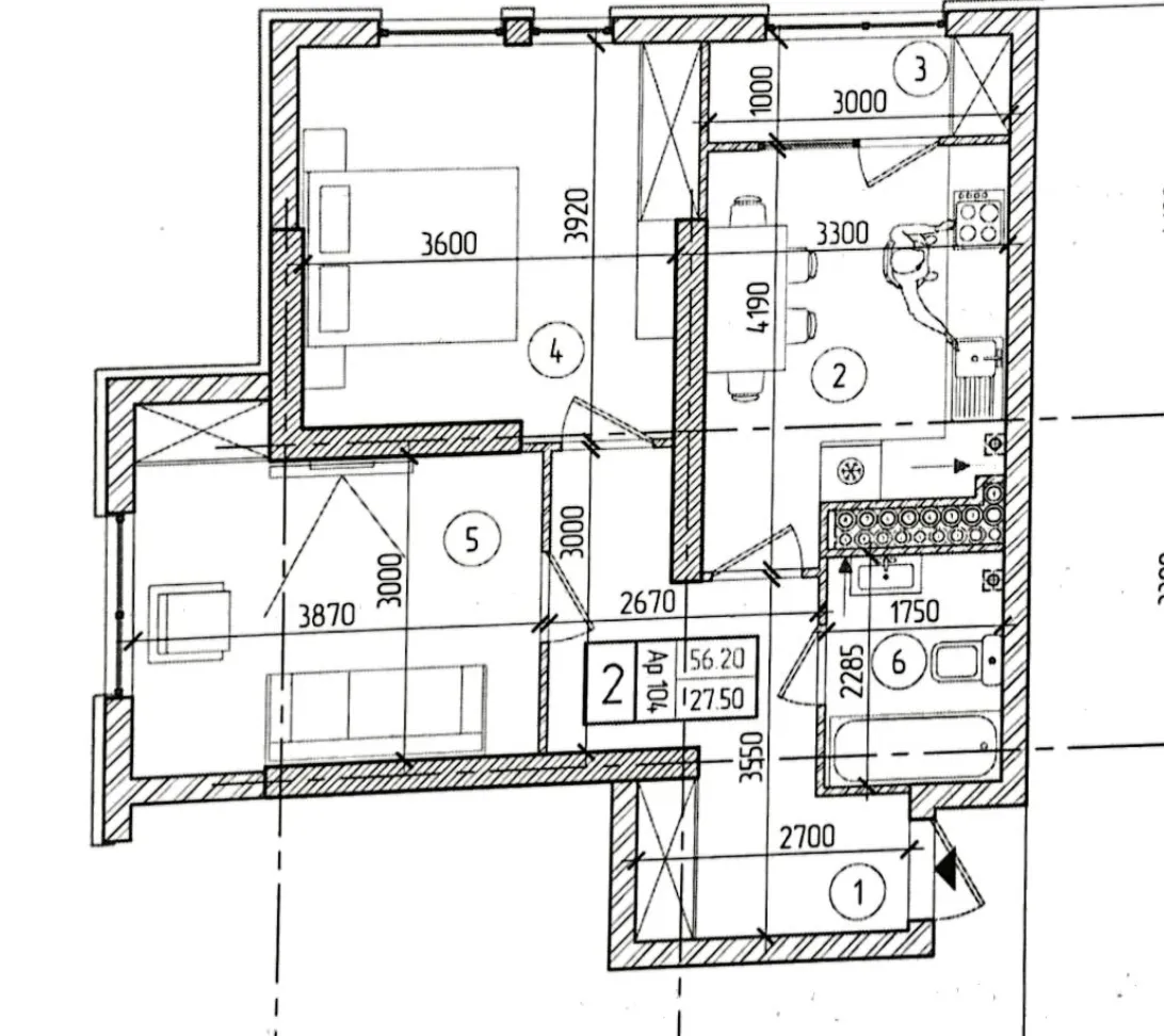 2-комнатная квартира, 56.2 м² — Изображение 2
