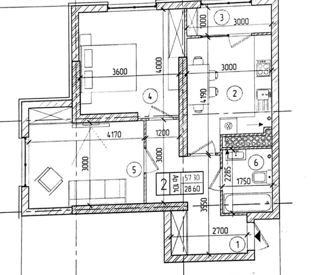 2-комнатная квартира, 57.3 м² — Изображение 2