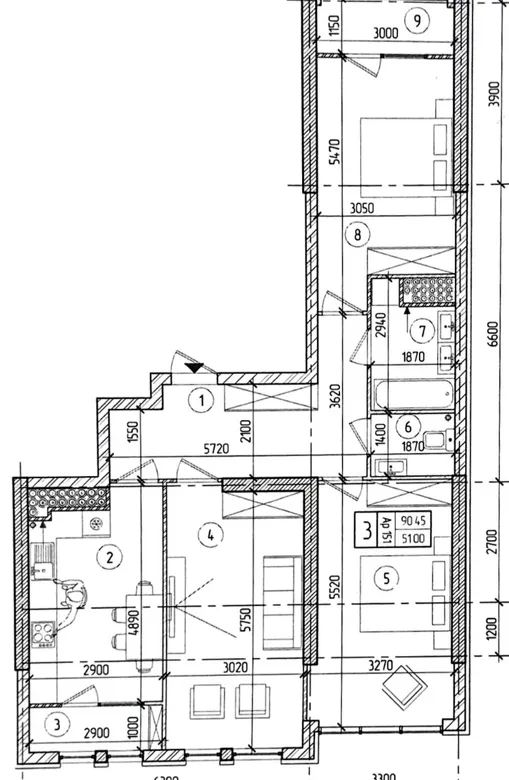3-bedroom apartment, 90.45 m² — Image 2