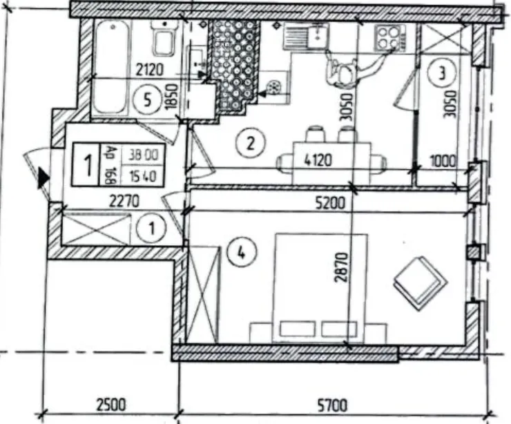 1-bedroom apartment, 41.35 m² — Image 2