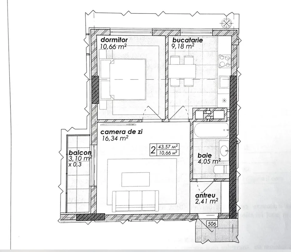 1-комнатная квартира, 43.57 м² — Изображение 2