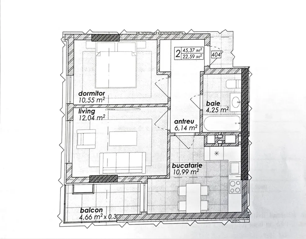2-комнатная квартира, 45.37 м² — Изображение 2