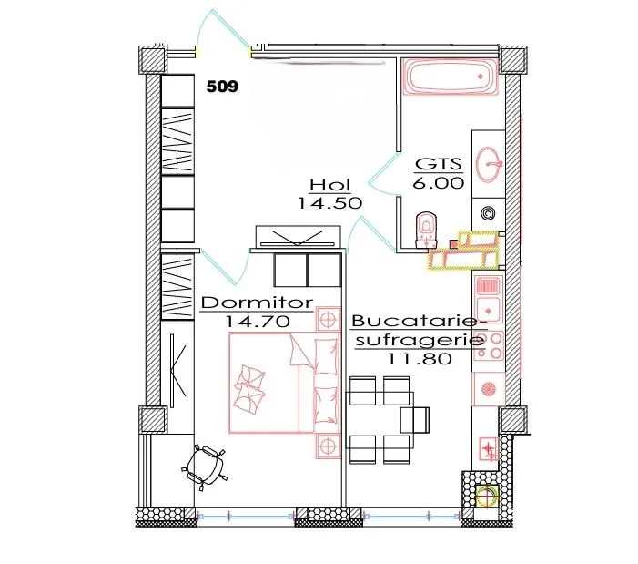 1-комнатная квартира, 47 м² — Изображение 2