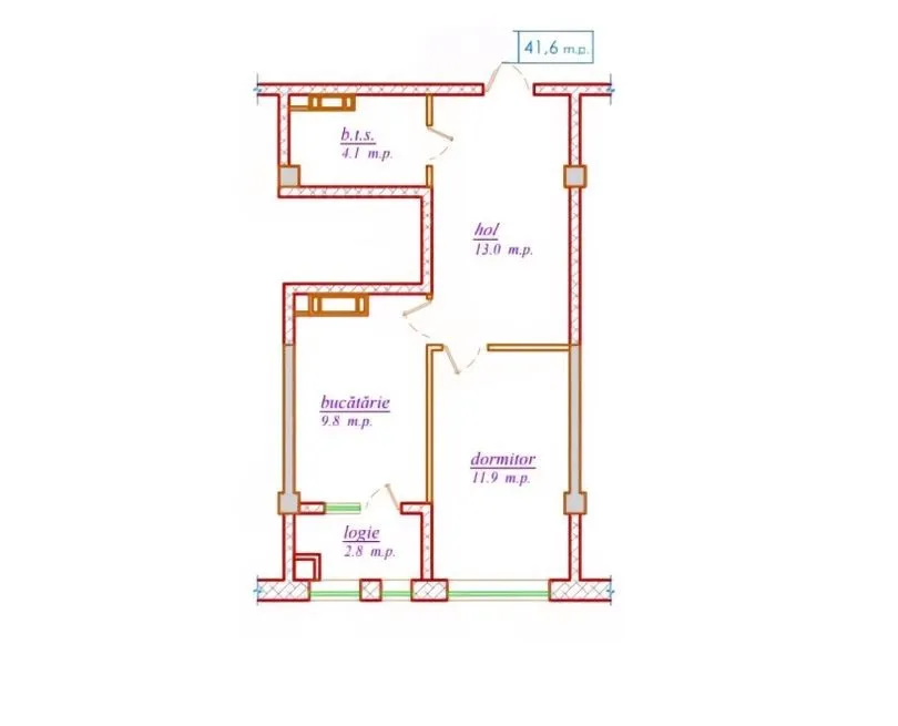 1-комнатная квартира, 41.6 м² — Изображение 2