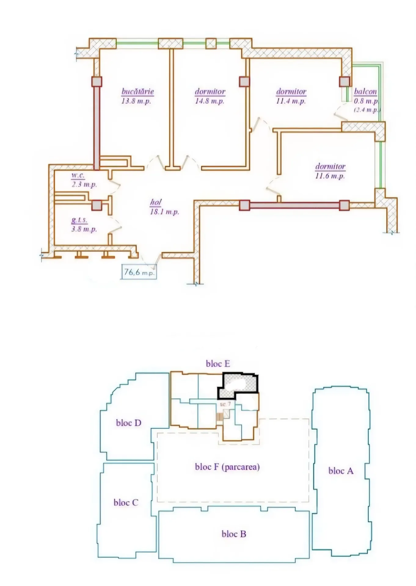 3-bedroom apartment, 76.6 m² — Image 4