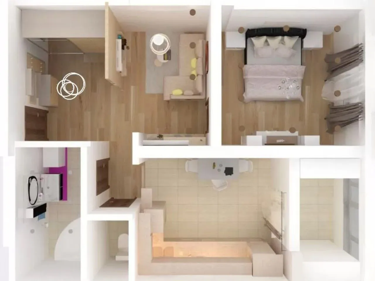 2-camere apartament, 54 m² — Imagine 1