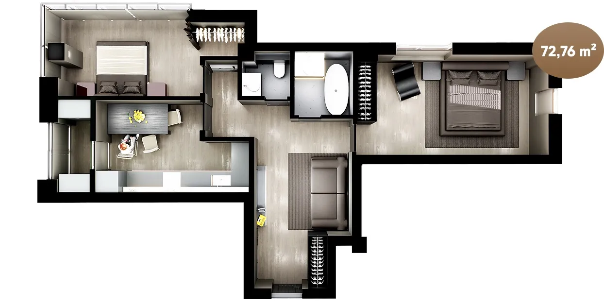 3-комнатная квартира, 72.76 м² — Изображение 1