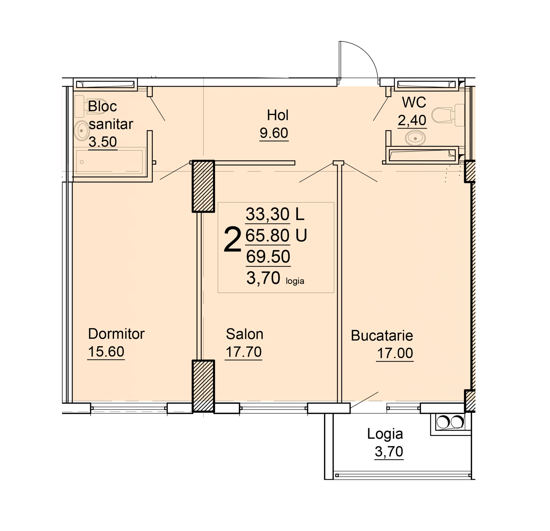 2-bedroom apartment, 69.5 m² — Image 3