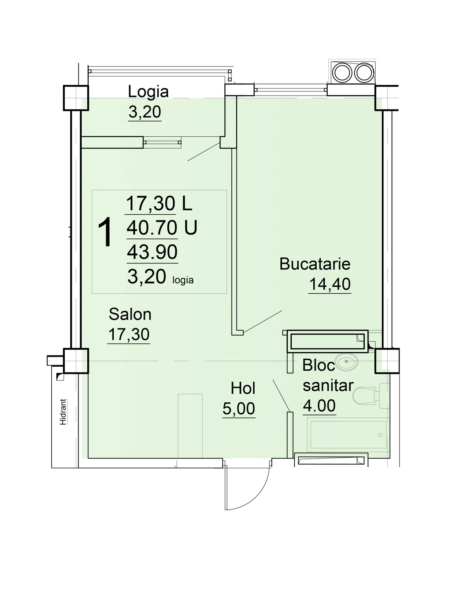 1-комнатная квартира, 43.9 м² — Изображение 3