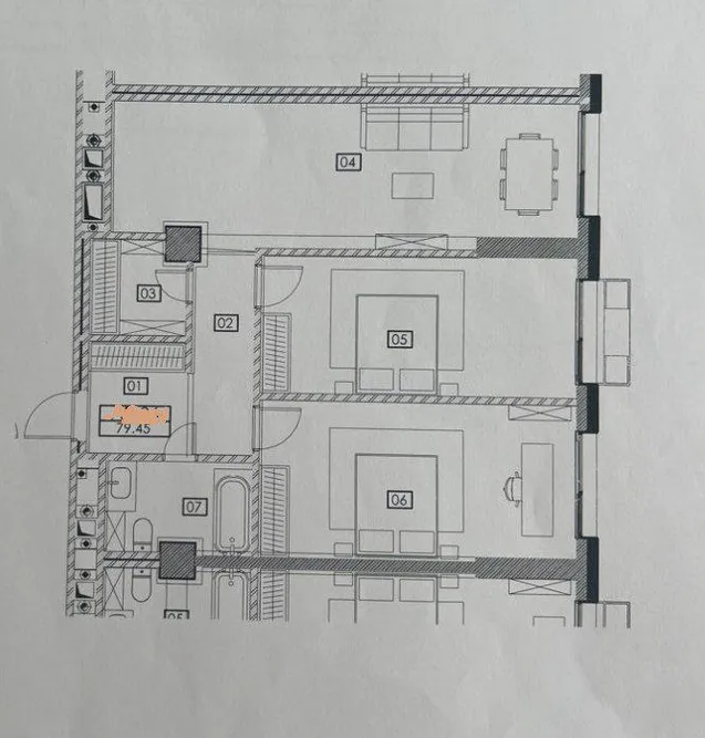 3-bedroom apartment, 79.45 m² — Image 2
