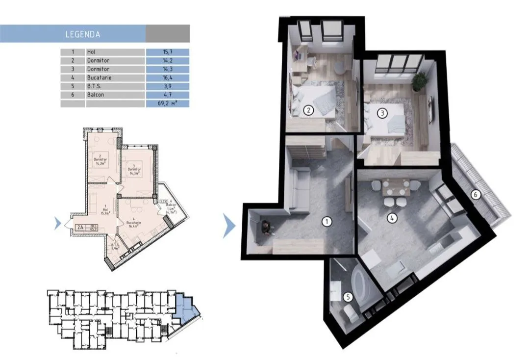 2-комнатная квартира, 70 м² — Изображение 3