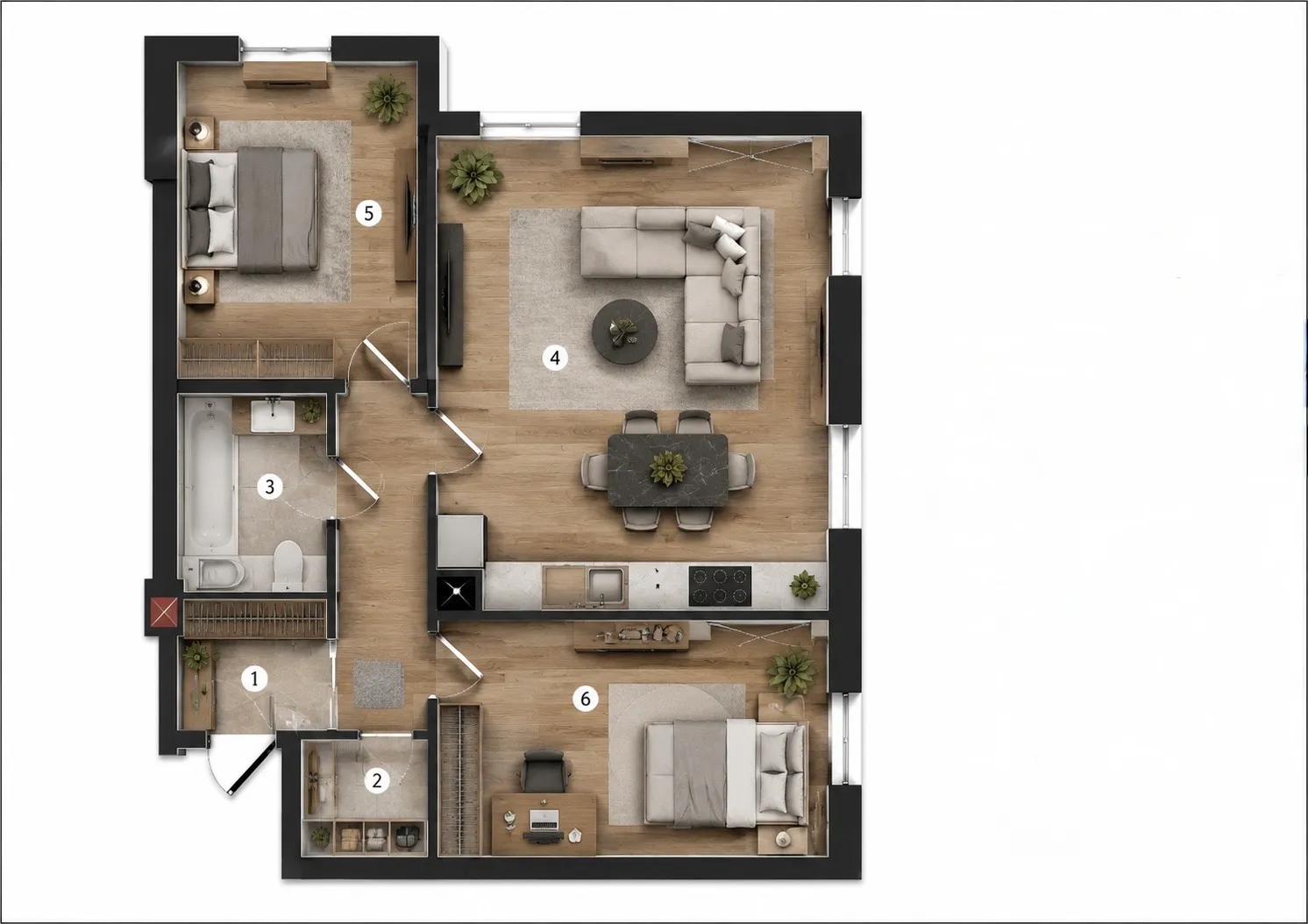 2-комнатная квартира, 74 м² — Изображение 4