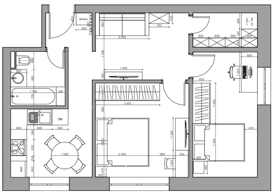 2-комнатная квартира, 46 м² — Изображение 3