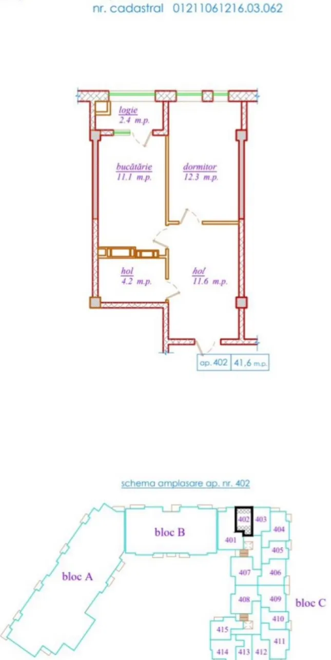 1-camere apartament, 42 m² — Imagine 3