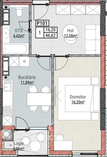1-комнатная квартира, 46 м² — Изображение 2